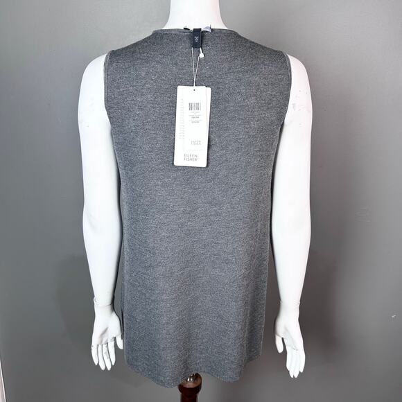 Eileen Fisher shell sweater Medium sleeveless wool NWT Medium gray The Icons - Picture 2 of 8